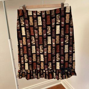 Paper Doll Productions Tiki Print Skirt Size Small